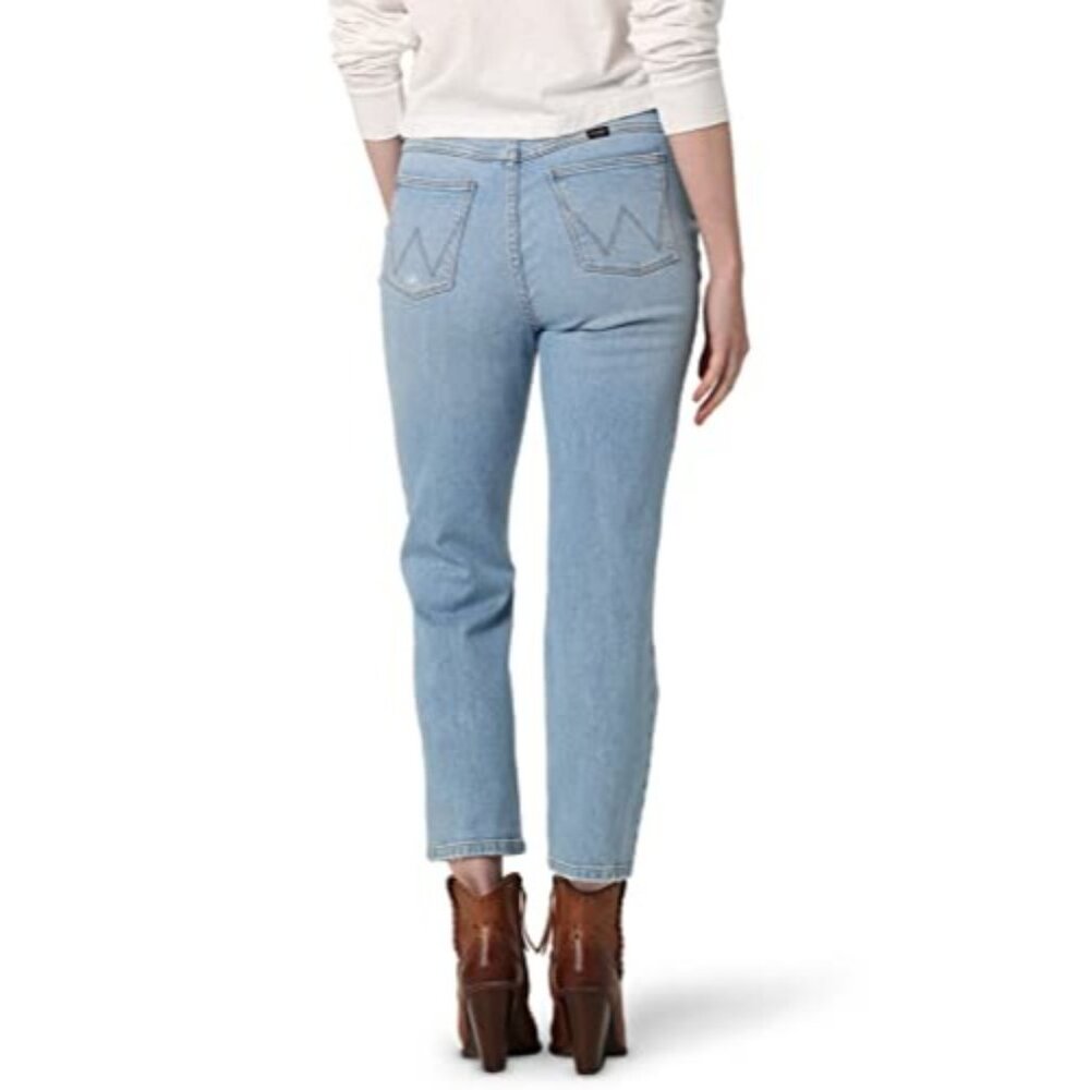 Wrangler Womens High Rise Rodeo Straight Crop Jean, 10, Blue - Picture 6 of 6